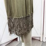 Gimmicks by BKE Buckle Boho Lace Trim Cardigan Duster Olive Green Small Photo 5