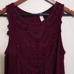 Giddy Up Glamour  M Sleeveless Cutwork Lace Front Layered Swing Top in Maroon Photo 12