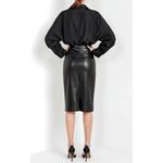 Norma Kamali  Faux Leather Straight Skirt, Black, XS Photo 5