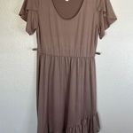 Amazon NWOT Beeuniq Beige Ruffle Short Sleeve Dress sz M Photo 0