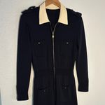 Vintage Rena Lange Navy Blue Jumpsuit Classic Logo Gold Buttons Zip Up Size 40 Size M Photo 1