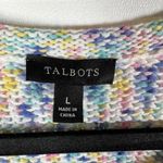 Talbots  Sweater Top Womens Large White Purple Chunky Knit Pastel‎ Casual Rainbow Photo 4
