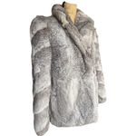 Danielle France Gray Rabbit Fur Winter Coat with Pink Lining size Medium Photo 5