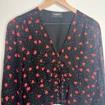 The Kooples So In Love Printed Lace-Up Peplum Top Heart Womens Size 2 Small Photo 5