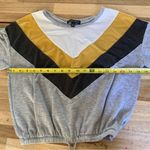 Moa Moa  Grey, White, & Yellow V Striped Cropped Tee M Photo 2
