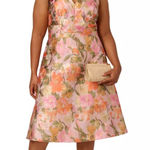 Adrianna Papell Jacquard Floral Print V Neck Sleeveless A Line Dress, 20W, NWT Photo 0