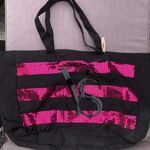 Victoria's Secret XL Pink Sequin VS Weekender Tote Bag New NWT Black Photo 6