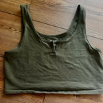 Wild Fable Olive Green Women's Split Neck Crop Top Photo 0