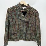 Coldwater Creek  Black Multicolor Tweed Zip Up Blazer Jacket Shaped Women 14 P Photo 0