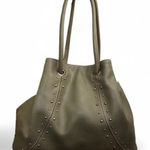 Nine West Green Studded Bucket Shoulder Hand Bag Purse Leather Boho Gypsy Biker Grunge #Streetwear #Minimalist #Preppy Measurement in pics Photo 0