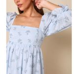 Lulus Always Charming Light Blue Floral Swiss Dot Babydoll Mini Dress Large Photo 3