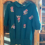 Evan Picone Vintage Teal Collared Sweater Top Photo 0