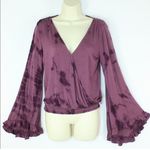 American Eagle Soft & Sexy Dark Purple Tie Dye Bell Sleeve Blouse Top Size Small Photo 2