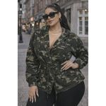 Y2K Oversized Cinch Hooded Utility Jacket 3X Green Camo Biker Gorpcore Street Photo 1