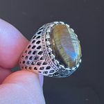 Oval tigers eye stone S925 silver ring size 9 Brown Photo 5