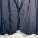 Chico's Chico’s 1 Black Novelty Trim Ponte Military Jacket Ruffle Trim Blazer Sz 8 Photo 2