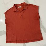 Madewell Relaxed Polo Tee Cap Sleeve Women's Medium Orange Cotton Muscle Style Photo 1