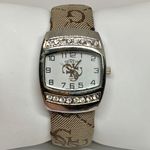 Geneva women’s cuff bracelet watch quartz 28mm silver tone case bracelet size 6” Photo 0