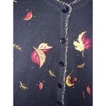 Christopher & Banks Christopher & Banks Black with Colorful Leaves Cardigan Size M Photo 2