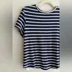 Sea New York Striped Navy Blue and White Crewneck Shirt Ruffle Back, Small Photo 5
