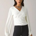 White House | Black Market Pintucked Banded Bottom Blouse, White Cream | Size 4 Photo 0