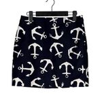 J.Crew Anchor Print Nautical Mini Lined Skirt Zipper Pockets 2 Navy Blue White Photo 13