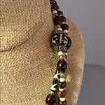Beaded Necklace with Animal Print Accents Brown Photo 1