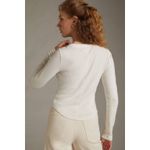 Anthropologie ✨ The Andie Ribbed Henley White Sz Medium Top by Pilcro✨ Photo 2