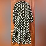 Maeve by Anthropologie The Bettina Tiered Shirt Dress Green & White Triangles XS Photo 14