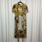 Hutch Anthropologie Mustard Yellow Floral Wrap Midi Dress Sz.XS Photo 5