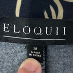 Eloquii Dark Navy Floral Long Sleeve Midi Dress with Neck Tie Detail 18 Photo 4