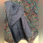 Talbots Vintage  Shirt Dress 100% Silk Navy Green Floral Pattern Women’s Size 14 Photo 9