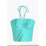 ViX Paula Hermanny Mirella Halter Top Womens Size Small Turquoise Blue Smocked Photo 6