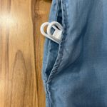 Japna  Button Up Ruffled Hem Shirt Dress Chambray Large 100% Tencel Boho Pockets Photo 6