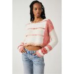 Free People Emerson Pullover Fuzzy Crop Sweater in Champagne Dream Size Large Photo 2