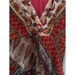 Westport  1962 Dress Size 10 Medium BOHO Peasant Metallic Gold Red Midi Abstract Photo 4