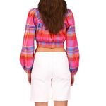 Sanctuary NWT, Laurie Solet Madras Smocked Crop Top, Sz XS Photo 2