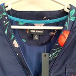 Room Service Floral Trim Button Pajama Top in Navy Blue Photo 4