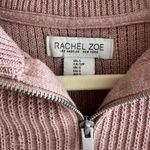 Rachel Zoe Light Pink and White Striped Ribbed Quarter-Zip Sweater, Size Small Photo 6