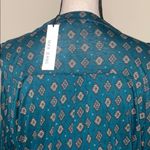 Max jeans  Teal button down long sleeve blouse NWT Photo 4