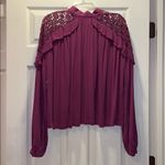 Free People  Raspberry Little Bit of Love Blouse Photo 5