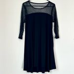 Nina Leonard  Mesh Yoke Trapeze Black Dress - Size: Medium Photo 1