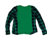 Handmade One of a Kind Tshirt with Plaid Long Sleeves Green Empowered Women Graphic Tee S Photo 2