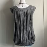 BCBGMAXAZRIA New Distressed Fringe Overlay Festival V-Neck Cap Sleeve Tee Shirt Photo 3
