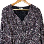 Maurice's  Floral Peplum Top Womens XL Black Pink Long Sleeve V-Neck Boho Peasant Photo 2