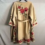 ZARA  Basic Womens Tan Embroidered Red Rose Floral Suede Kimono Coat Size XS Boho Photo 10