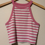 American Eagle  Outfitters Pink and White Striped Crop Top Photo 0