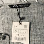 ZARA Plunging V-neck ruffled crop top with long peasant cuffed sleeve elastic viscose Photo 6