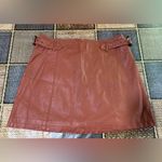 Free People π©·π©· Tan Honey Leather A-Line Skirt vegan size 10ππ Photo 2
