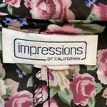 Vintage 90s Shirt Dark Floral Print Black Pink Peasant Flowy Long Sleeve Medium Photo 8